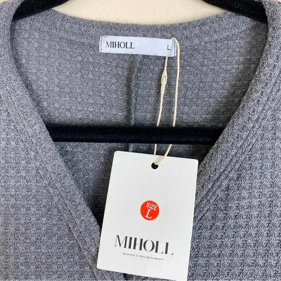 NWT Front Knot Tie Drop shoulder Sweater Blouse top Large - Picture 4 of 7